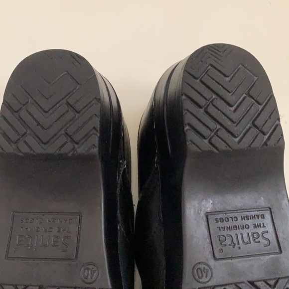 SANITA WEDGE CLOGS BLACK SZ 40 USA 9.5 PREOWNED HEEL MULES - Picture 11 of 16